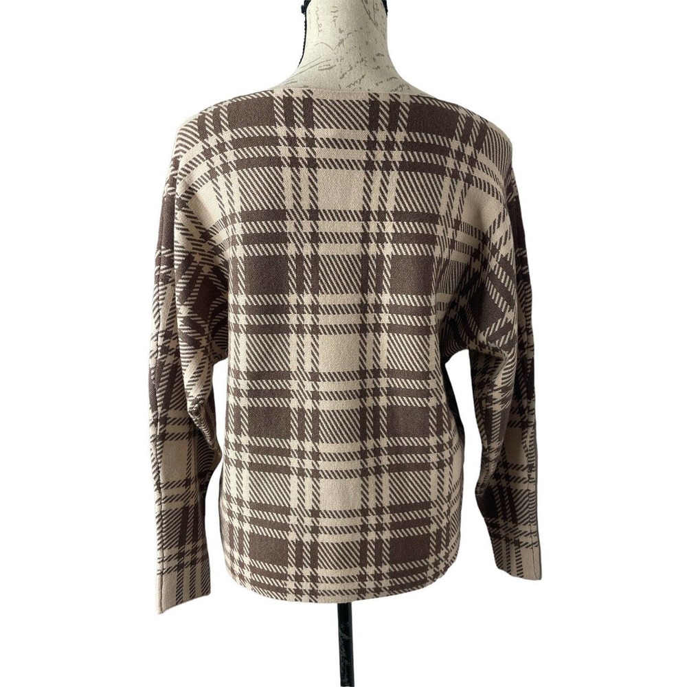 NEW! NWT ADRIENNE VITTADINI Check Print Sweater Brown/Beige Size‎ S - Picture 5 of 7